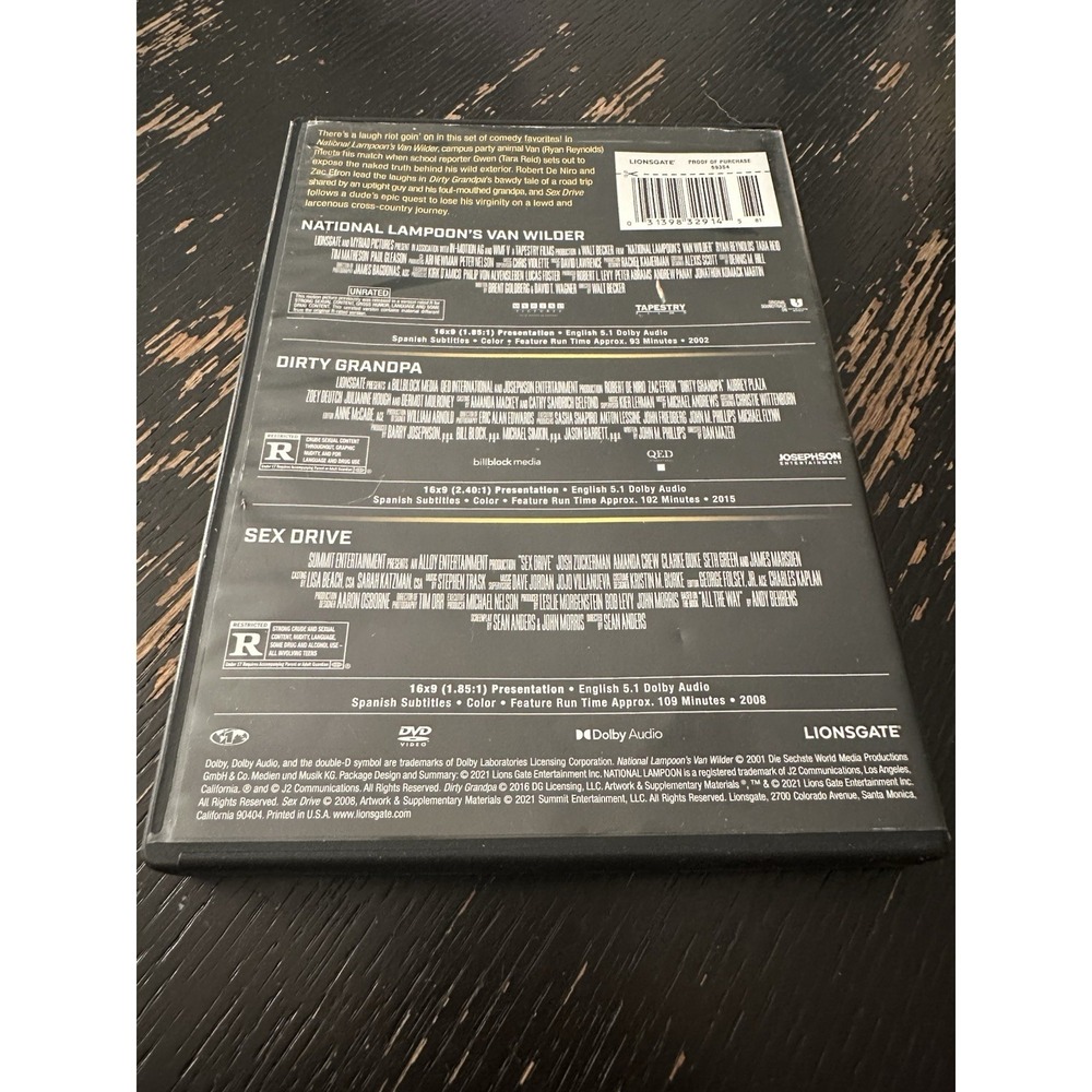 LAUGH OUT LOUD 3-FILM: Van Wilder / Dirty Grandpa / Sex Drive (DVD, 2021) - Picture 2 of 4